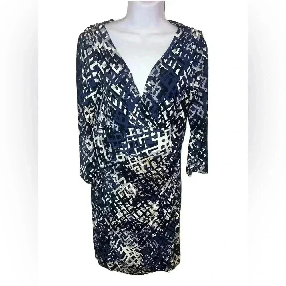 Lauren Ralph Lauren Faux Wrap Ruched Chain Jersey Dress – Size 12